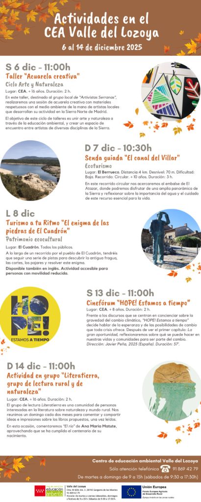 Senda guiada "El canal del Villar" Ecoturismo -Actividades en el CEA Valle del Lozoya 6 al 14 de diciembre 2025 2 96a0a835 82a2 49bd 856d 4052395c6e42