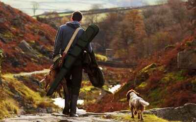 Personas caminado con su perro