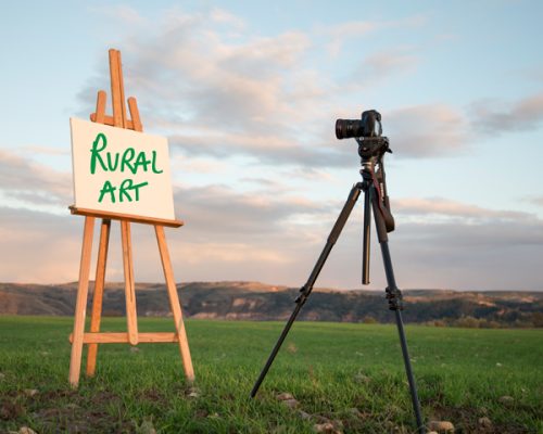 imagen de una cámara delante de un cuadro que pone rural art