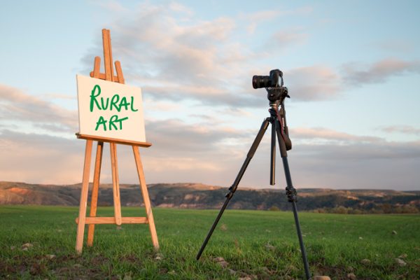 imagen de una cámara delante de un cuadro que pone rural art