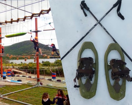 pack alquiler de raquetas de nieve parque de cuerdas