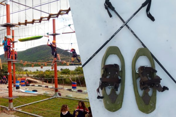 pack alquiler de raquetas de nieve parque de cuerdas